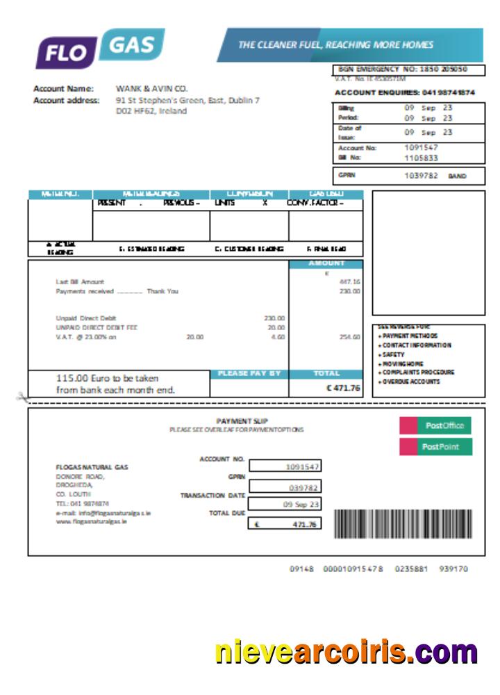 Flogas Natural Gas utility business bill